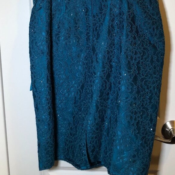Ideas by Barbara Evening Dress 5714-16 Peacock Blue Size S/M NWT - Picture 9 of 11